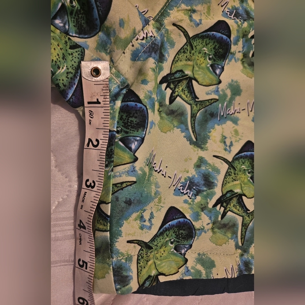 🩵Wave Life Mens Swim Shorts Trunks Reversible Fish Blue Green Sz 36💚 - Picture 4 of 8